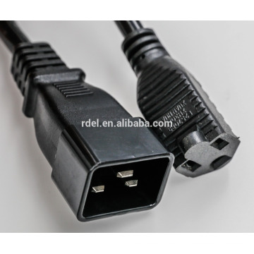 Cable de extensión de alimentación para computadora de servicio pesado UL CSA VDE para servidores y computadoras 20A, 12AWG (IEC-320-C19 a IEC-320-C20) UL